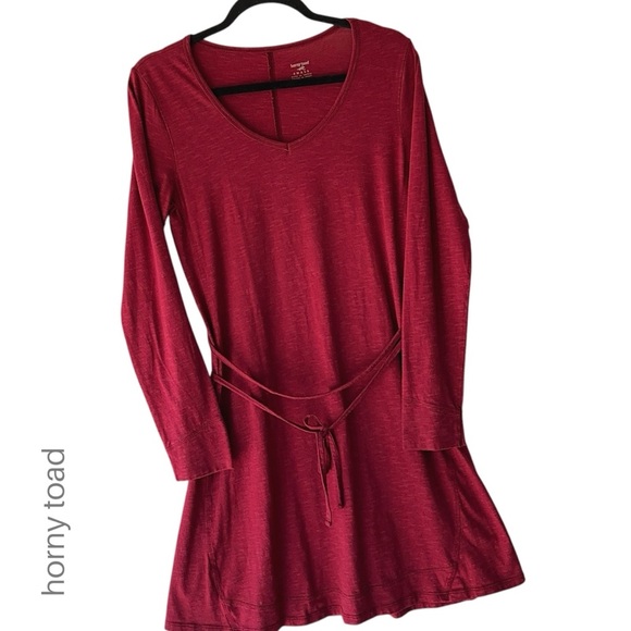 HORNY TOAD | NWOT MARLEY DRESS ORGANIC COTTON LONG SLEEVE TIE WAIST | SMALL - Picture 1 of 10